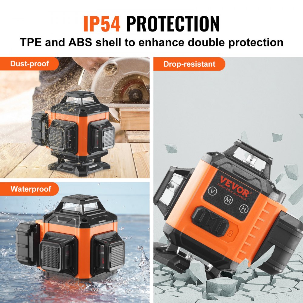 Bostome 16-line green laser level with self-leveling, IP54 waterproof design and magnetic mount.