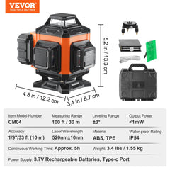 Bostome 16-line green laser level with self-leveling and IP54 waterproof features.