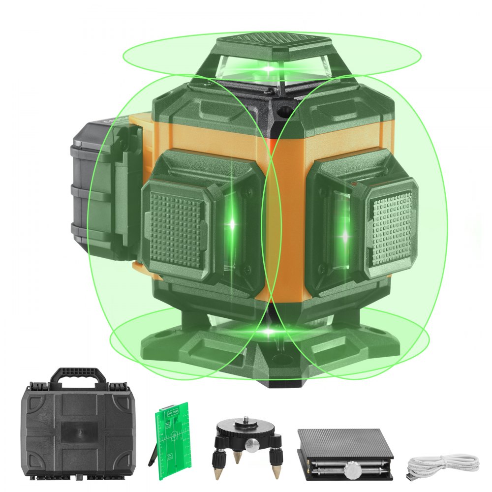 Bostome 16-line green laser level with self-leveling, 100ft range, and waterproof design.