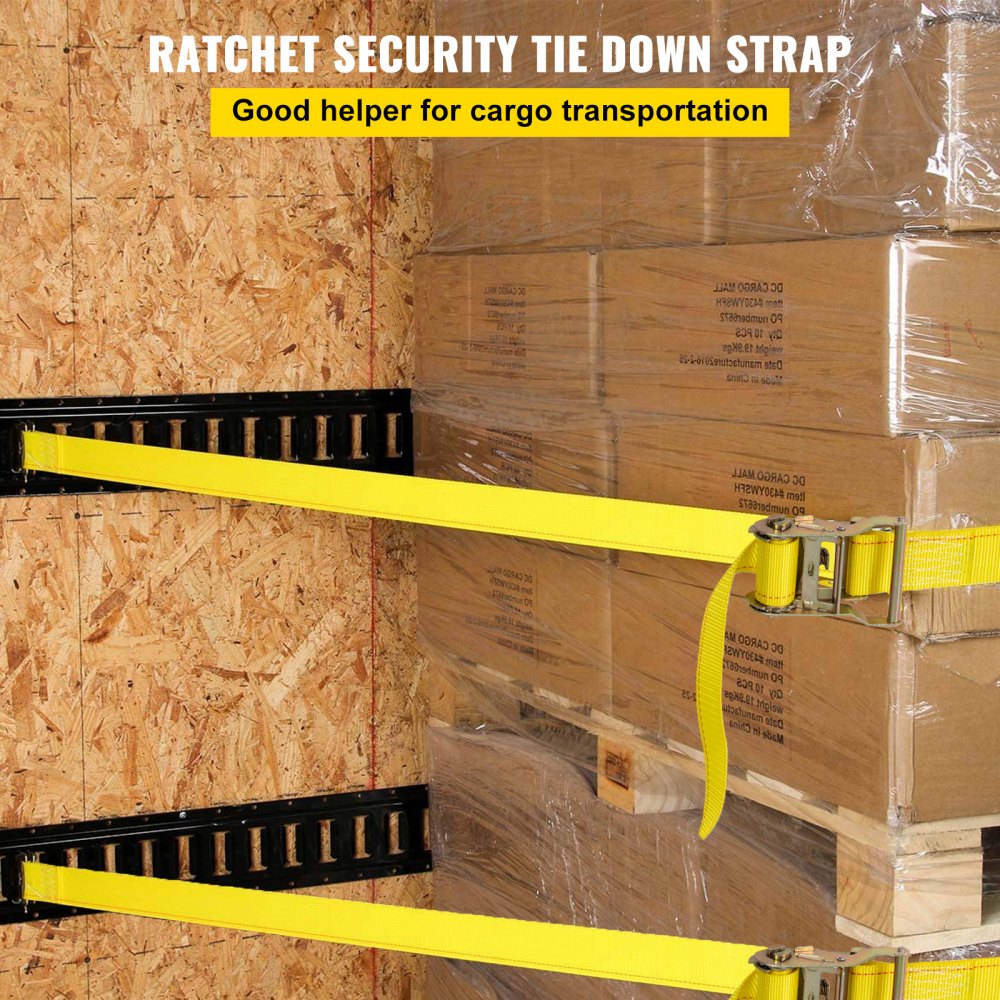 E Track Ratchet Strap, 18PCS 2" x 15` E-Track Straps 4400 LBS Breaking Strength, with Polyester Webbing & Spring Fitting & Ratchets, Durable Tie-Downs for Motorcycles, Tire, Trailer Loads