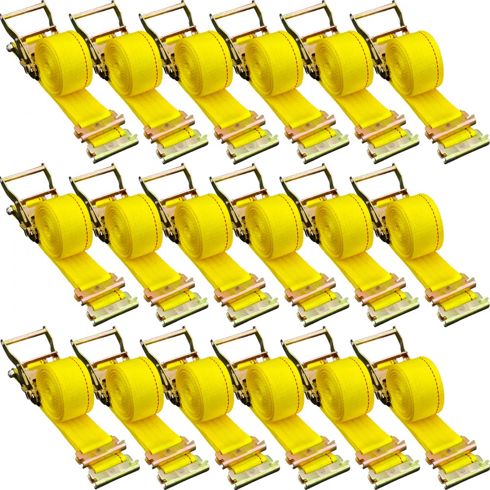 E Track Ratchet Strap, 18PCS 2" x 15` E-Track Straps 4400 LBS Breaking Strength, with Polyester Webbing & Spring Fitting & Ratchets, Durable Tie-Downs for Motorcycles, Tire, Trailer Loads