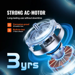 4-inch inline duct fan with strong AC motor, corrosion-proof build, and 3-year lifespan.