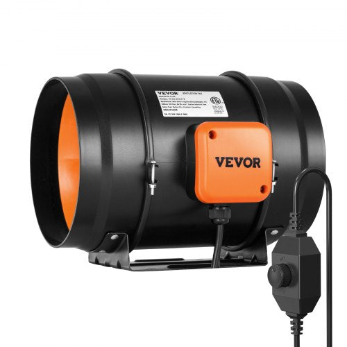 8-inch inline duct fan with variable speed control for efficient ventilation and quiet operation.