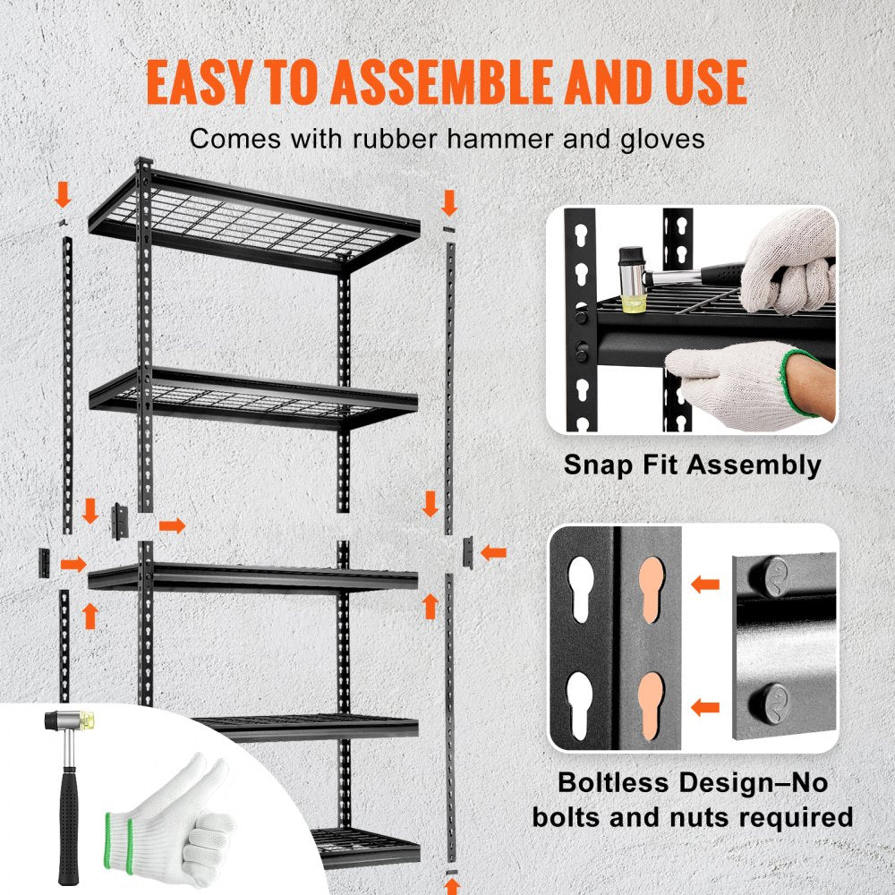 Storage Shelving Unit, 5-Tier Adjustable, 2000 lbs Capacity, Heavy Duty Garage Shelves Metal Organizer Wire Rack, Black, 36" L x 16" W x 72" H for Kitchen Pantry Basement Bathroom Laundry Closet
