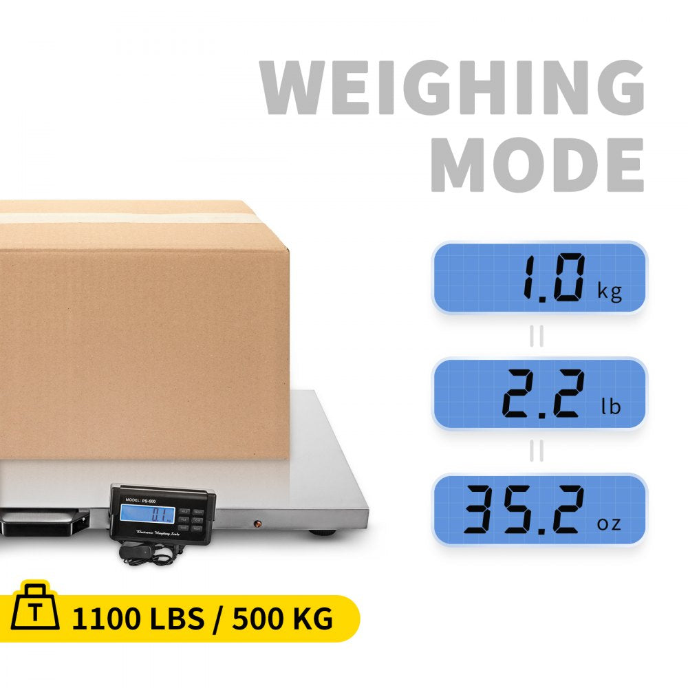1100Lbs x 0.2Lbs Digital Livestock Scale Large Pet Vet Scale Stainless Steel Platform Electronic Postal Shipping Scale Heavy Duty Large Dog Hog Sheep Goat Pig Sheep Scale