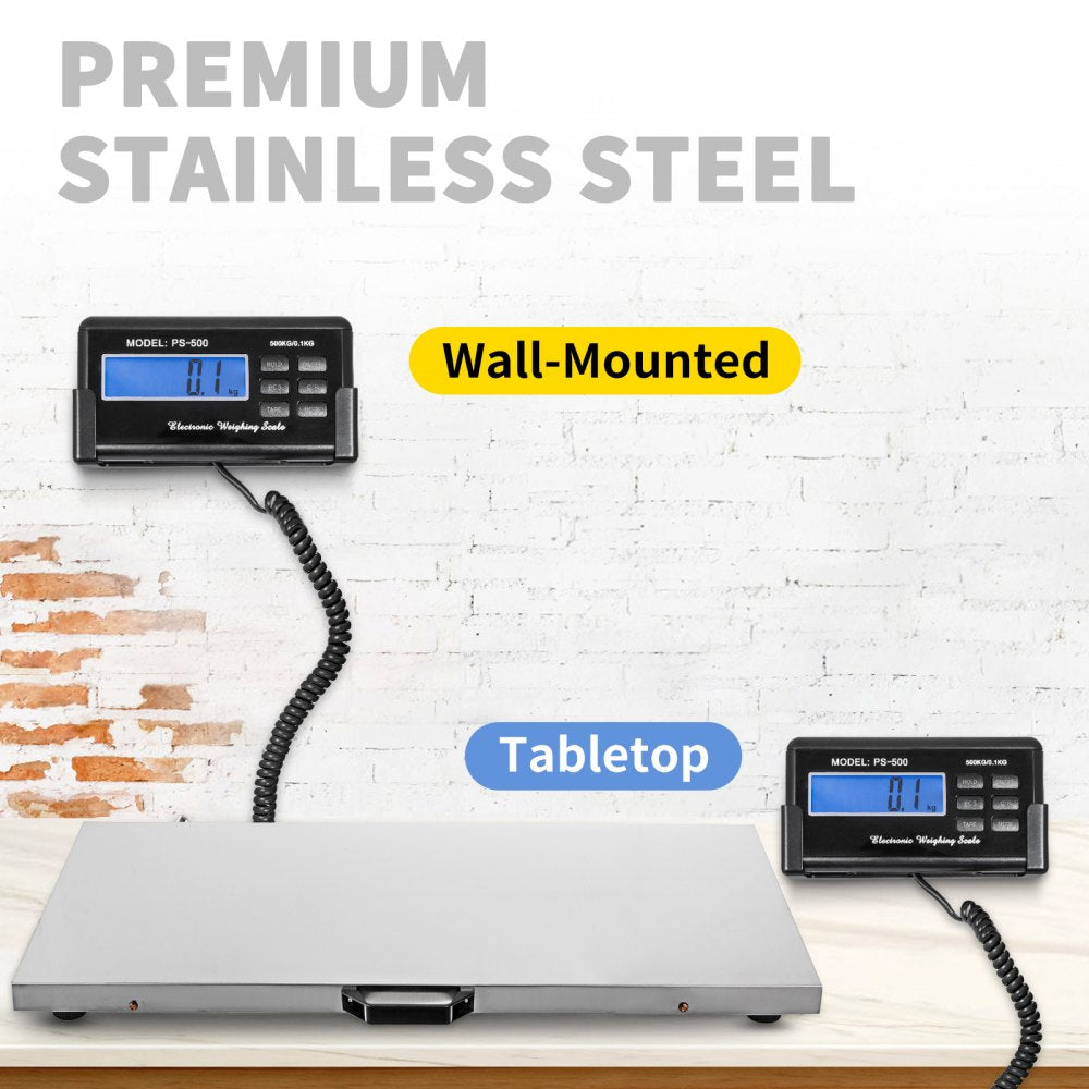 1100Lbs x 0.2Lbs Digital Livestock Scale Large Pet Vet Scale Stainless Steel Platform Electronic Postal Shipping Scale Heavy Duty Large Dog Hog Sheep Goat Pig Sheep Scale