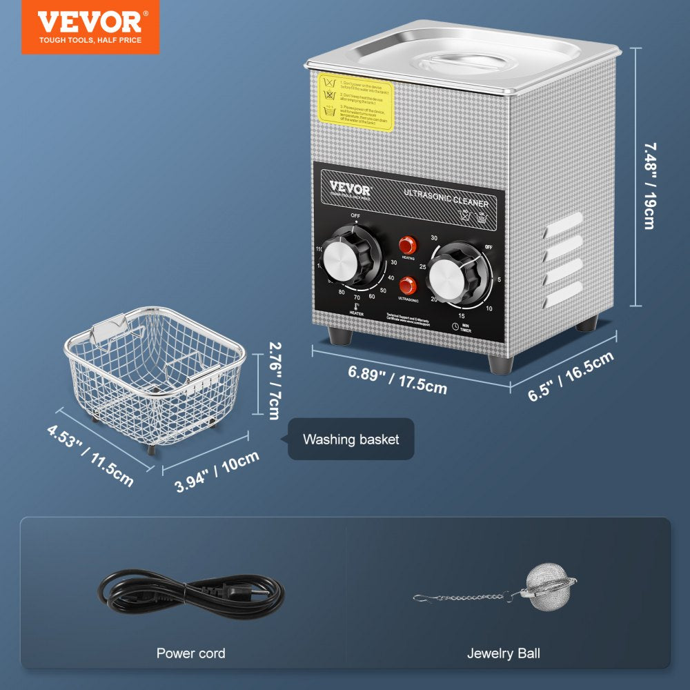 Professional Jewelry Cleaning Machine, 2L Jewelry Cleaner Ultrasonic Machine with Heater & Timer, Digital Ultrasonic Cleaner for Cleaning Denture Dental Oral Irrigator Parts Retainer Glasses