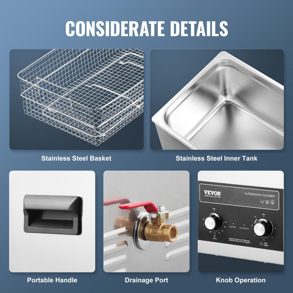 30L Ultrasonic Cleaner with Heater Timer & Basket Digital Sonic Machine