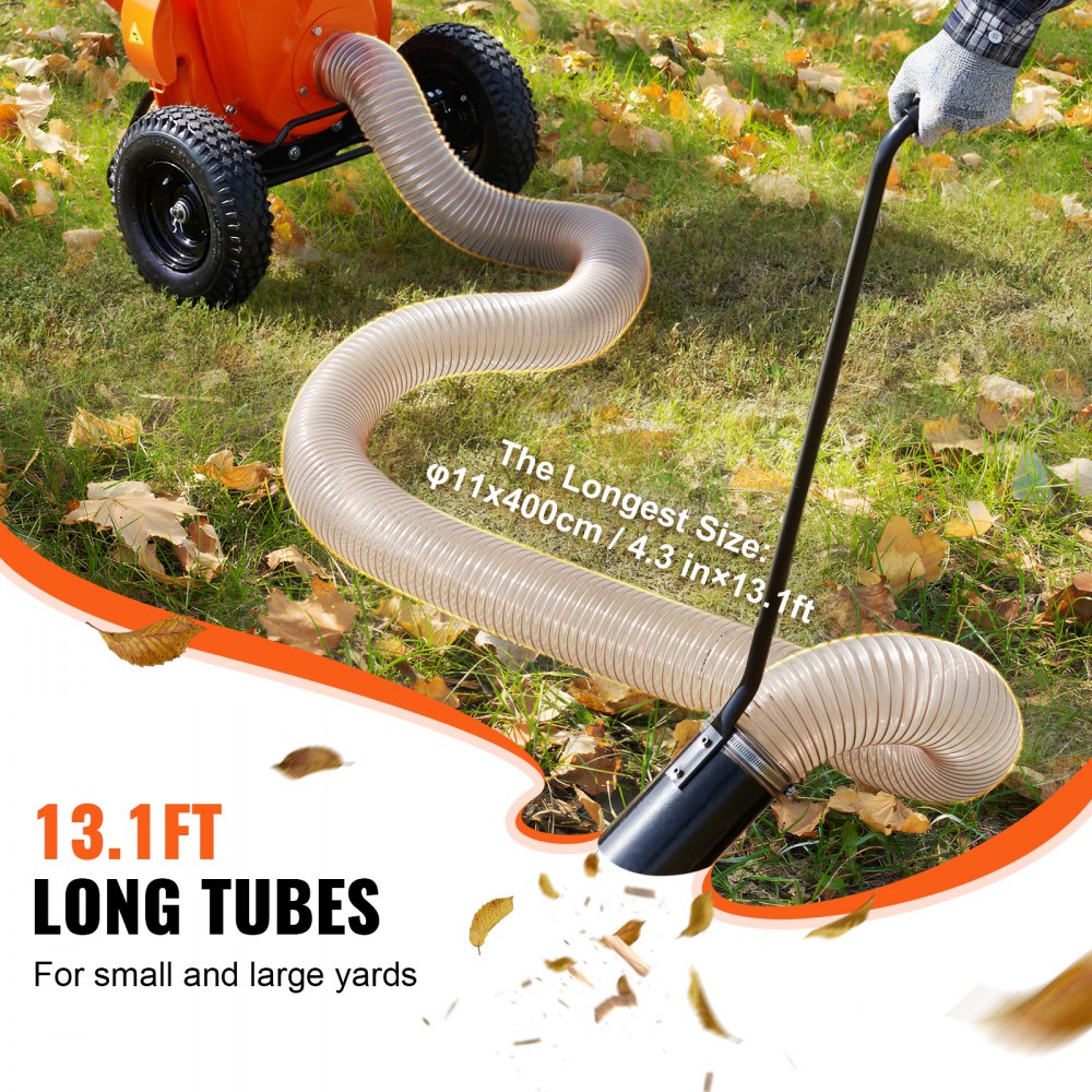 4.3In x 13.1ft 4in Diameter Wood Chipper Shredder Mulcher Leaf Vacuum Kit