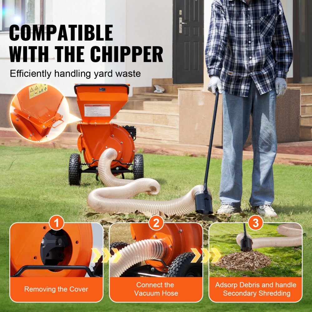 4.3In x 13.1ft 4in Diameter Wood Chipper Shredder Mulcher Leaf Vacuum Kit