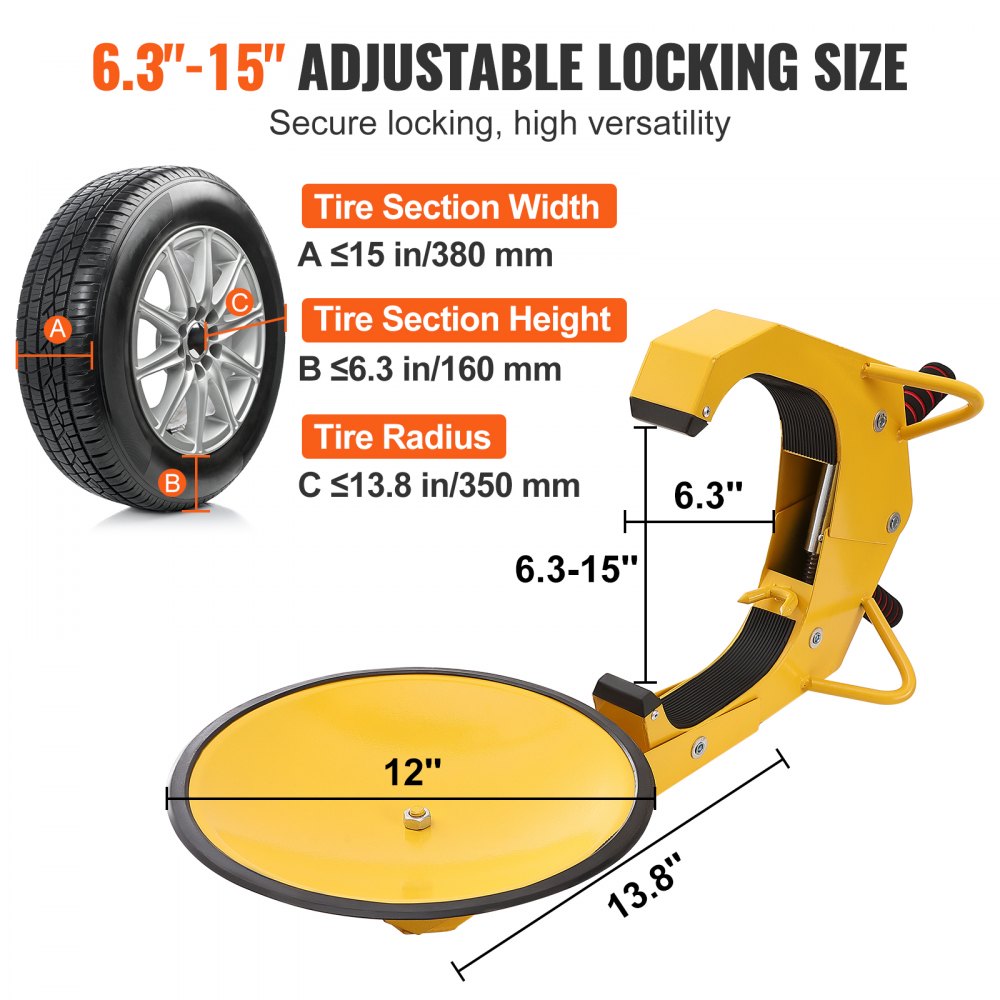 Wheel Lock Clamp, 1 Pack Trailer Wheel Lock, Heavy-Duty Anti Theft Tire Lock, Trailer Wheel Locks for RV Trailers, Cars, Trucks, SUVs
