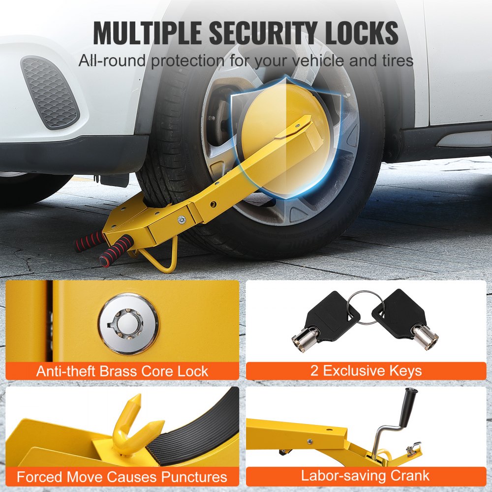 Wheel Lock Clamp, 1 Pack Trailer Wheel Lock, Heavy-Duty Anti Theft Tire Lock, Trailer Wheel Locks for RV Trailers, Cars, Trucks, SUVs