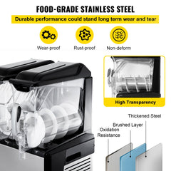 110V Slushy Machine 20L Double Bowl  Frozen Drink Maker 900W Automatic Clean Day and Night Modes for Supermarkets Cafes Restaurants Snack Bars Commercial Use