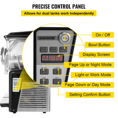 110V Slushy Machine 20L Double Bowl  Frozen Drink Maker 900W Automatic Clean Day and Night Modes for Supermarkets Cafes Restaurants Snack Bars Commercial Use