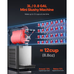 Commercial Slushy Machine, 3L Single Bowl Slush Drink Maker, 330W Frozen Drink Machine with Temperature Preservation, Stainless Steel Home Slush Frozen Drink Machine Automatic Clean, Black