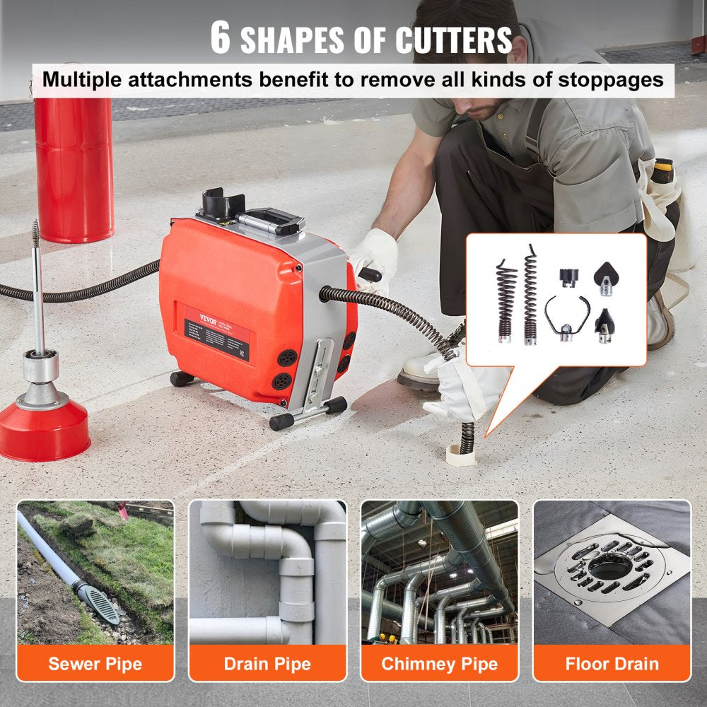 Bostome 120FT drain cleaner machine with manual feed and 420W motor for effective clog removal.