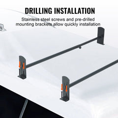 Van Roof Ladder Rack, 2 Bars Alloy Steel Roof Racks, 500 LBS Capacity Rain-Gutter Roof Rack, Adjustable Length 35.8"-57.5", Van Ladder Rack Compatible with Chevrolet Express, GMC Savana, etc