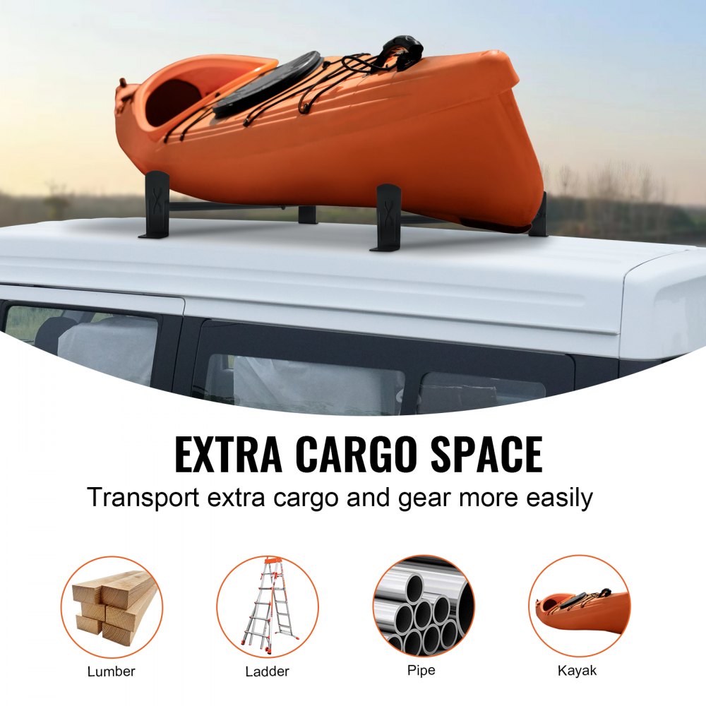 Van Roof Ladder Rack, 2 Bars Alloy Steel Roof Racks, 500 LBS Capacity Rain-Gutter Roof Rack, Adjustable Length 35.8"-57.5", Van Ladder Rack Compatible with Chevrolet Express, GMC Savana, etc