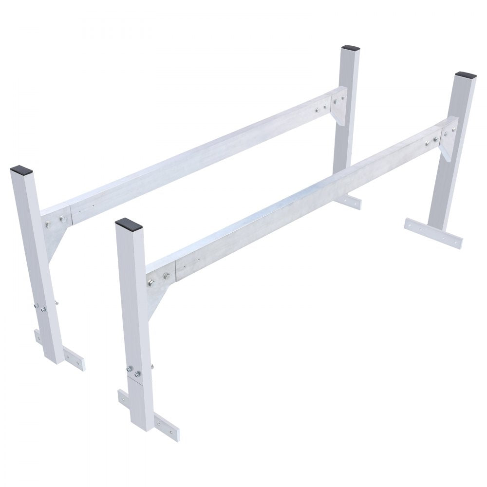 Van Roof Ladder Rack, 2 Bars Aluminum Alloy Roof Ladder Racks, 400 LBS Capacity Rain-Gutter Van Roof Rack, Adjustable Length 51.2" to 81.1", Van Ladder Rack for Van, Cargo, Trailer