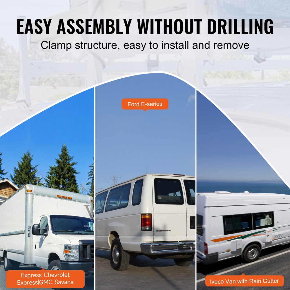 Van Roof Ladder Rack, 2 Bar Alloy Steel Ladder Racks, Adjustable from 47.2"-78.7", 500 lbs Capacity, Roof Rack Compatible with Full-size Vans with Rain Gutter, Chevrolet Express, GMC Savana, etc