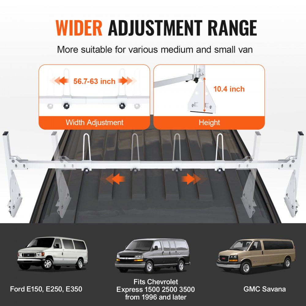 Trailer Ladder Rack Van Roof Ladder Rack 600 lbs 56.7-63 inch Adjustable
