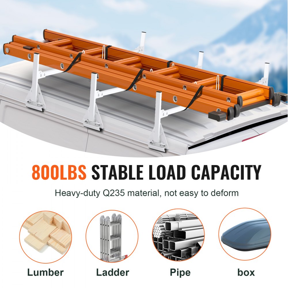 Trailer Ladder Rack Van Roof Ladder Rack 800 lbs 56.7-63 inch Adjustable