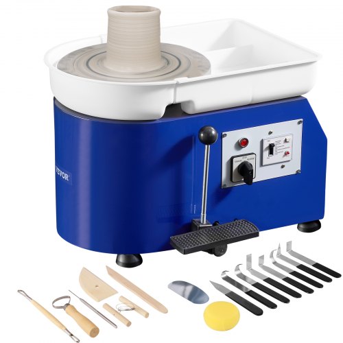 Bostome 350W pottery wheel with 11-inch turntable and detachable water basin for clay shaping.