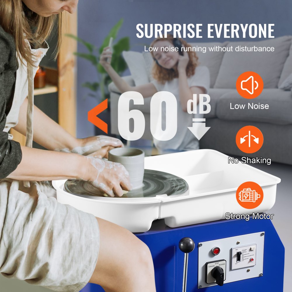 Bostome 350W pottery wheel with 11in turntable and detachable water basin for clay forming.