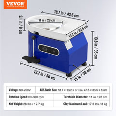 Bostome 450W pottery wheel with 11in LCD touch screen and complete accessory kit for beginners.