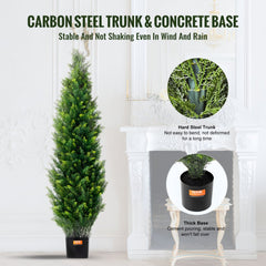 2 Pack 4` Artificial Cedar Topiary Tree Faux Plant UV Decor In/Outdoor