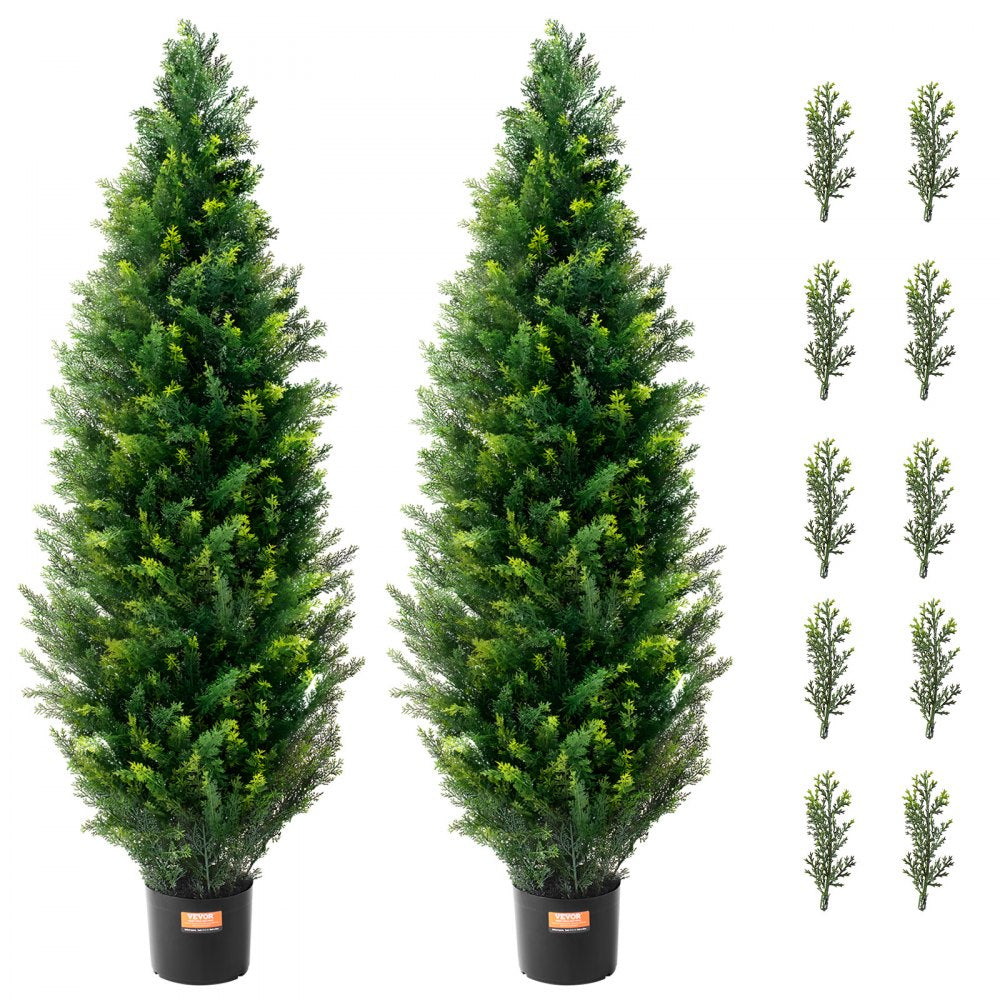 2 Pack 4` Artificial Cedar Topiary Tree Faux Plant UV Decor In/Outdoor