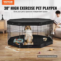 A 30-inch high, 8-panel foldable metal dog playpen suitable for indoor and outdoor use.