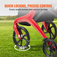 Folding Rollator Walker for Seniors and Adults, Lightweight Aluminum Rolling Walker with Seat and Adjustable Handle, 4-Wheel Outdoor Mobility Walker with Spacious Storage Bag, 300LBS Capacity