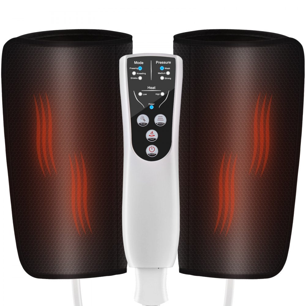 Leg Massager with Heat, Air Compression Calf Massager with 3 Modes & 3 Intensities, 2 Heating Levels, Calf Wraps Massager with Handheld Controller for Leg Circulation and Swelling Pain Relief