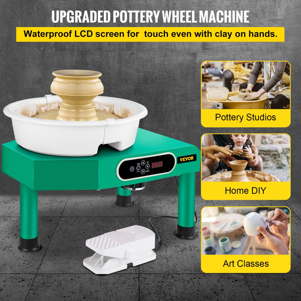 Bostome 9.8" LCD pottery wheel with detachable turntable and touch screen controls.