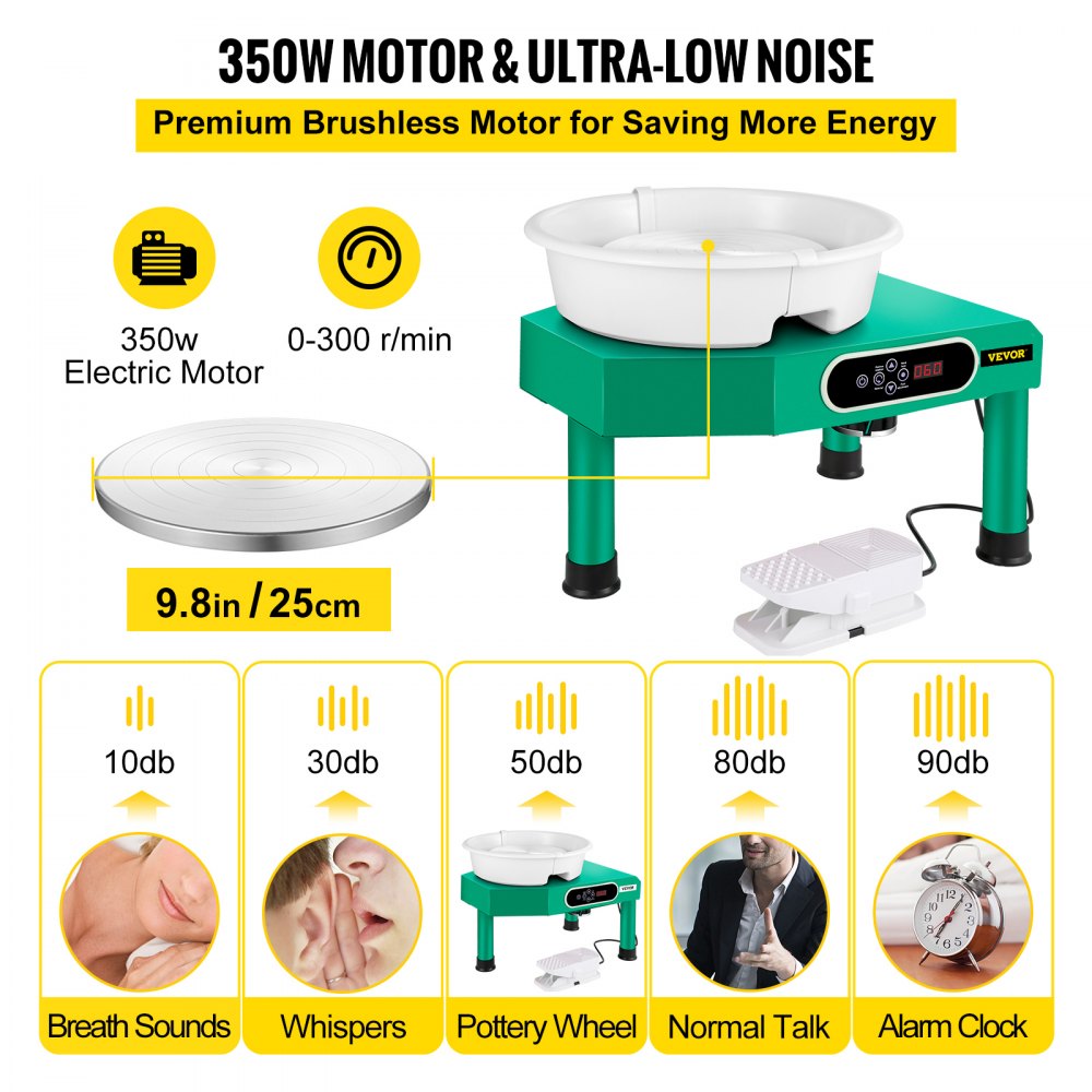 Bostome 9.8" LCD pottery wheel with a detachable turntable and touch screen controls.
