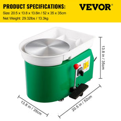 Pottery Wheel 28cm Pottery Forming Machine 350W Electric Pottery Wheel with Adjustable Feet Lever Pedal DIY Clay Tool with Tray for Ceramic Work Clay Art DIY Clay Green, 18 Piece