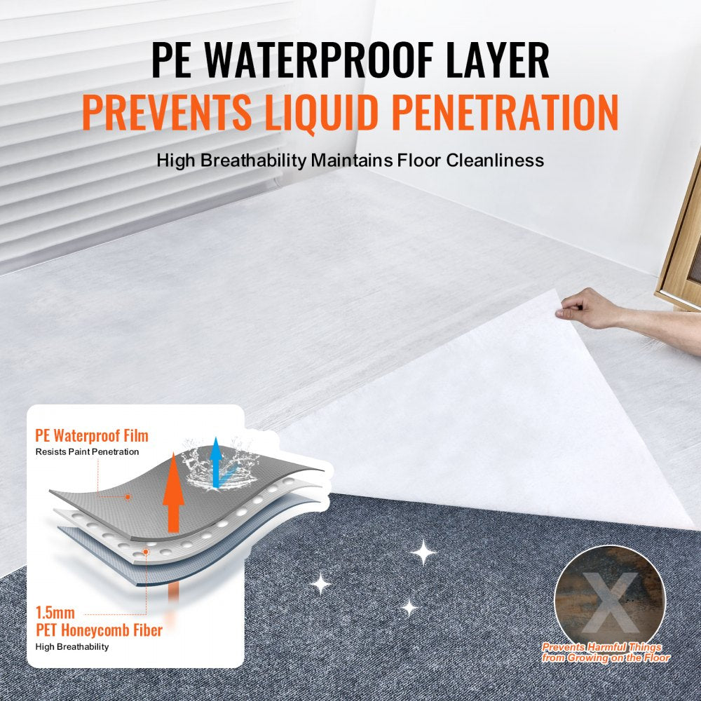Bostome Carpet Protection Film roll, 39"x100', made of fiber fabric with a waterproof layer.