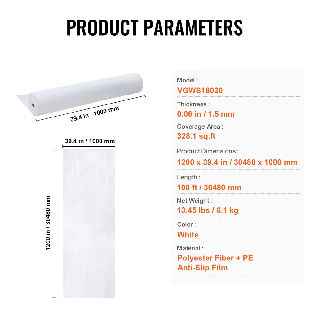 Bostome Carpet Protection Film roll, 39"x100', made of fiber fabric with a waterproof layer.
