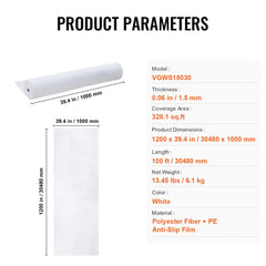 Bostome Carpet Protection Film roll, 39"x100', made of fiber fabric with a waterproof layer.