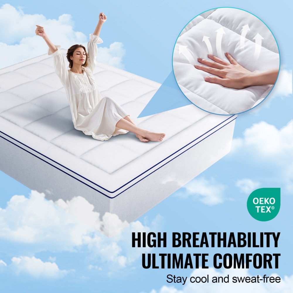 Mattress Topper Fiber Fill Detachable & Washable Queen Size 1 in Thickness