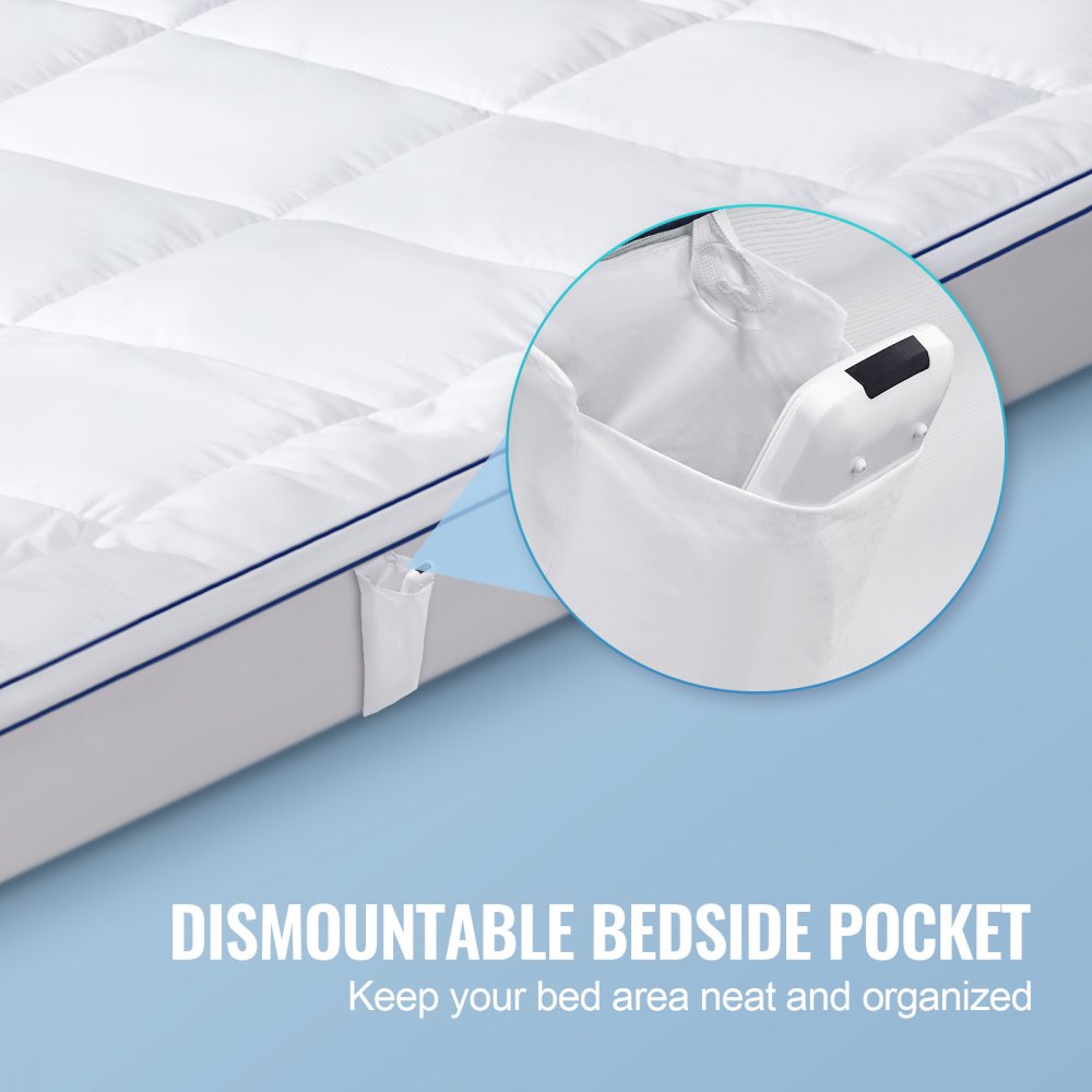 Mattress Topper Fiber Fill Detachable & Washable Queen Size 1 in Thickness