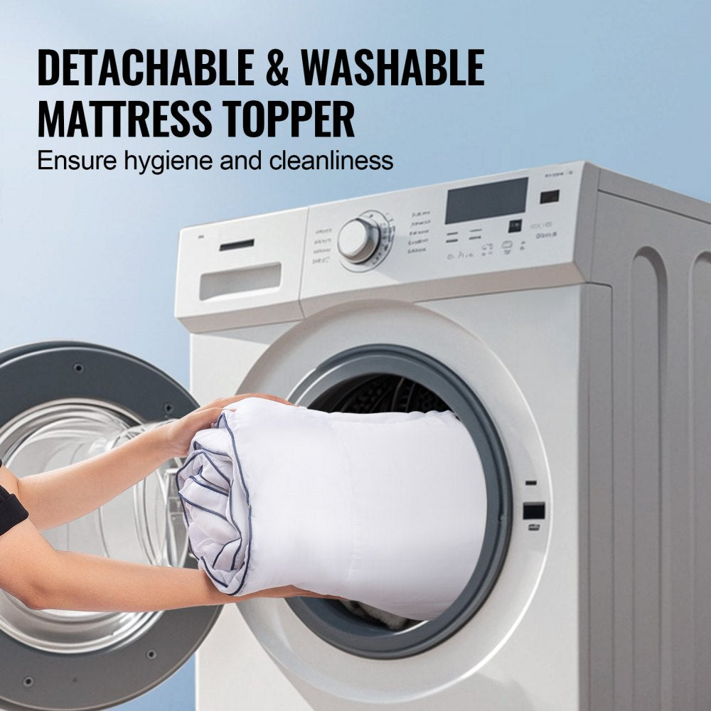 Mattress Topper Fiber Fill Detachable & Washable Queen Size 1 in Thickness