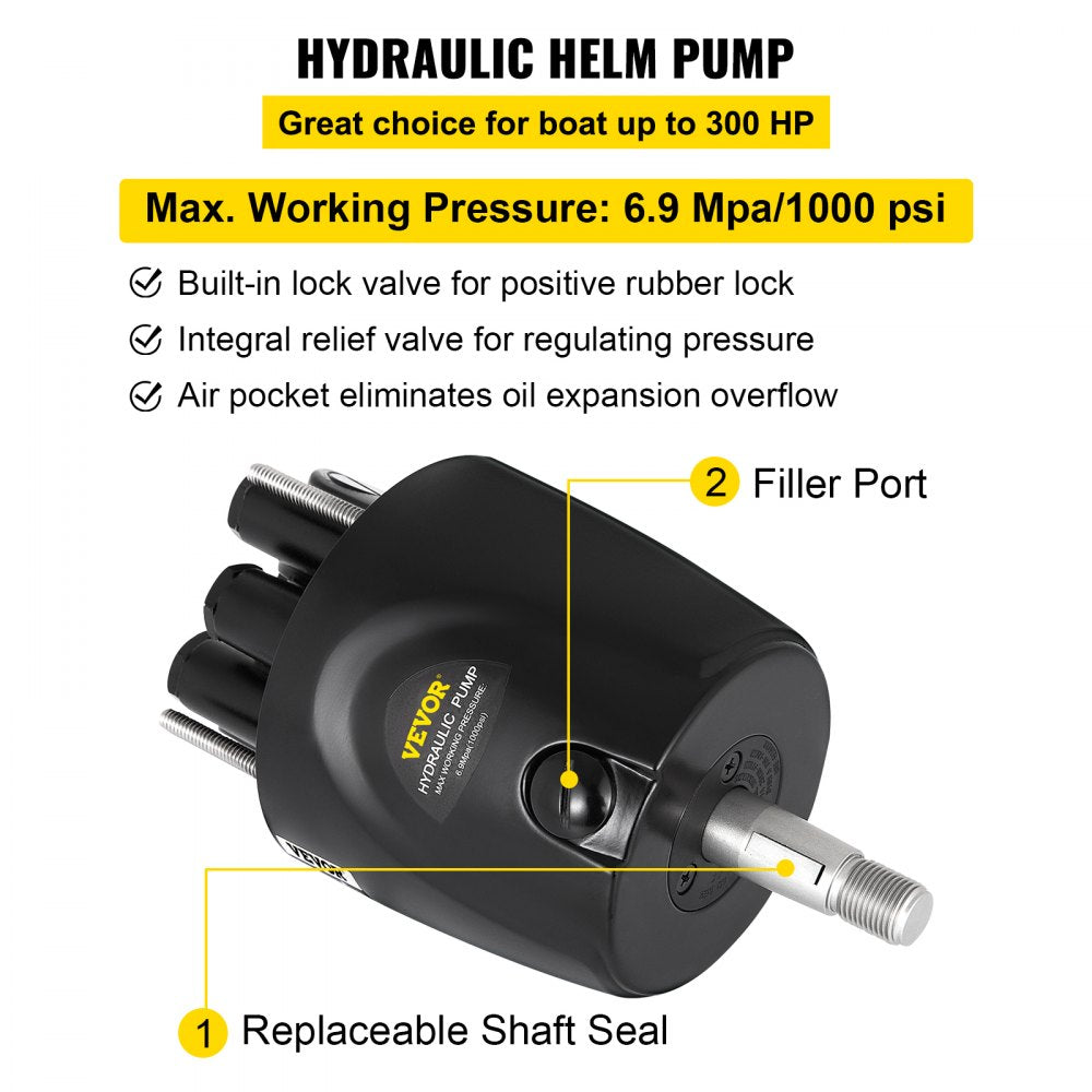 Hydraulic Steering Kit 300HP Hydraulic Steering Compact Cylinder Hydraulic Outboard Steering Kit with Helm Pump for Boat Marine Steering System