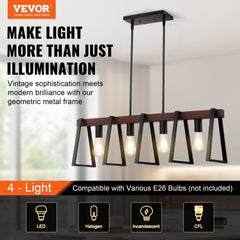 4-Light Kitchen Island Pendant Lights 60W Adjustable Dining Room Light E26