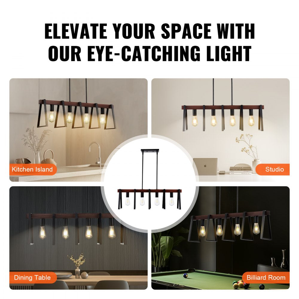 4-Light Kitchen Island Pendant Lights 60W Adjustable Dining Room Light E26