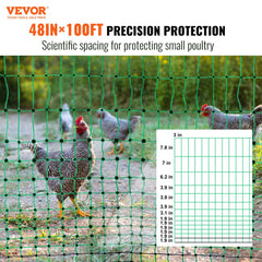 Electric fence netting in green, 48 inches tall and 100 feet long, for poultry and livestock protection.