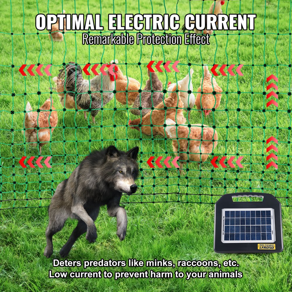 Bostome electric fence netting in 48"x100' size, designed for poultry and livestock protection.