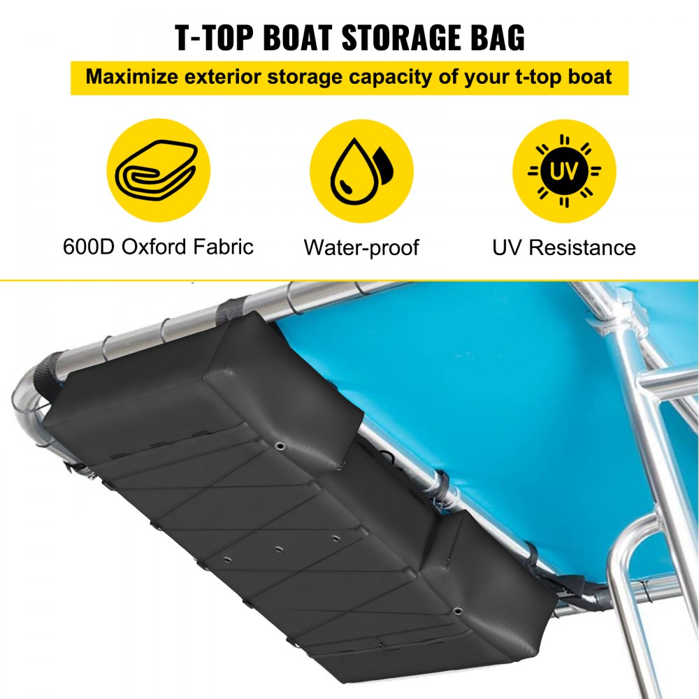 T-Top Storage Bag, for 6 Type II Life Jackets, w/ a Boat Trash Bag, 600D Oxford Fabric Life Vests Storage Bag for Most T-Top Boats, Bimini Tops and Pontoon Tops (Life Jackets not Included)
