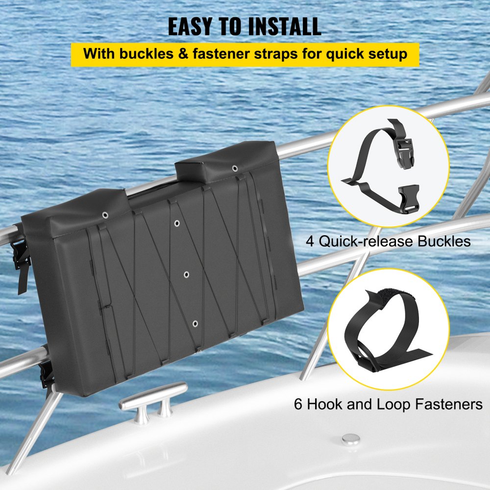 T-Top Storage Bag, for 6 Type II Life Jackets, w/ a Boat Trash Bag, 600D Oxford Fabric Life Vests Storage Bag for Most T-Top Boats, Bimini Tops and Pontoon Tops (Life Jackets not Included)